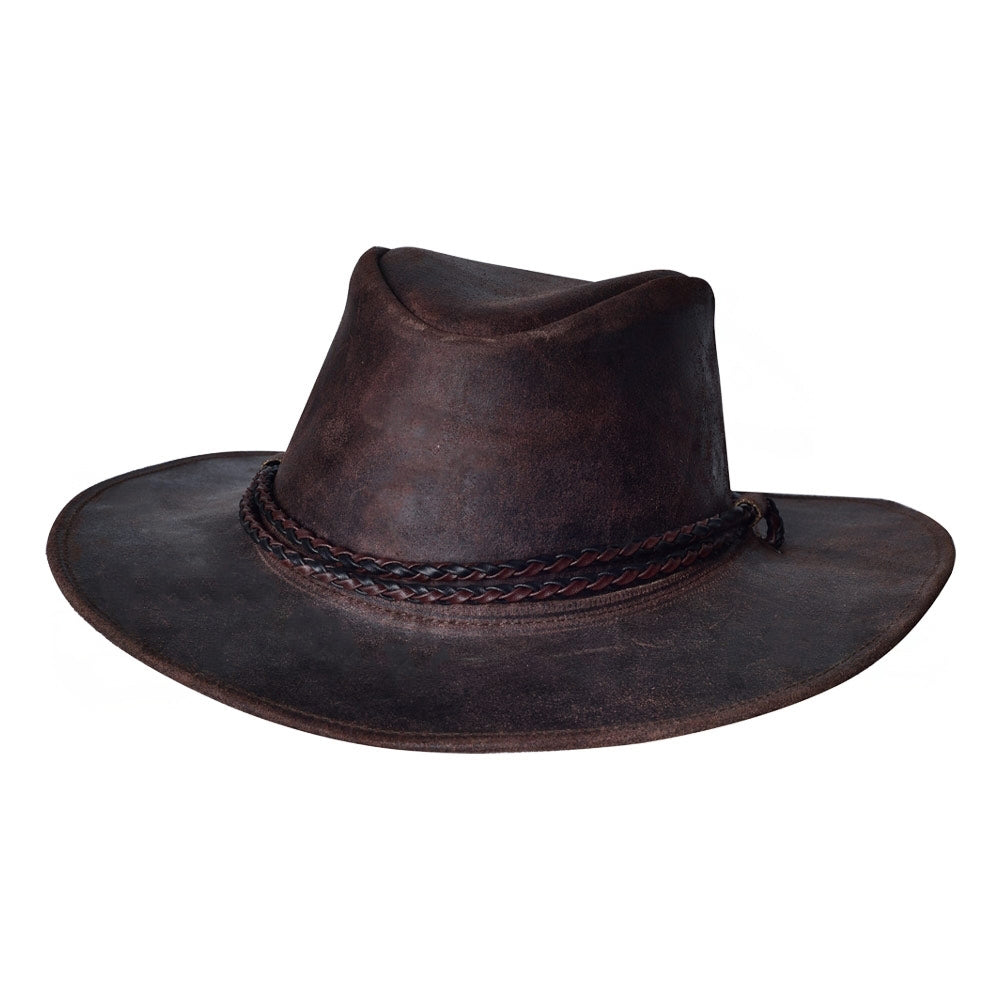 Chocolate Crazy Leather Hat For Men Large Size