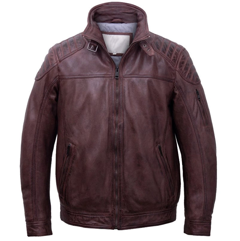 MEN'S BURGUNDY LEATHER JACKET