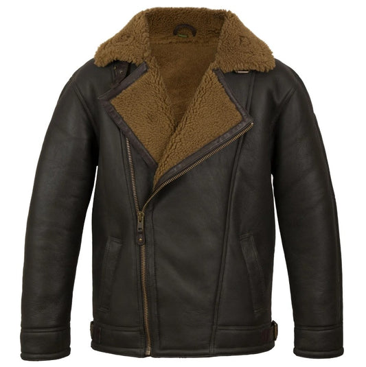 MEN'S BROWN RUST SHEEPSKIN PILOT JACKET