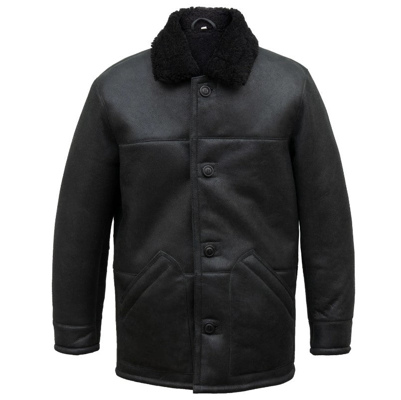 MENS BLACK NAPPALAN SHEEPSKIN COAT/Jacket