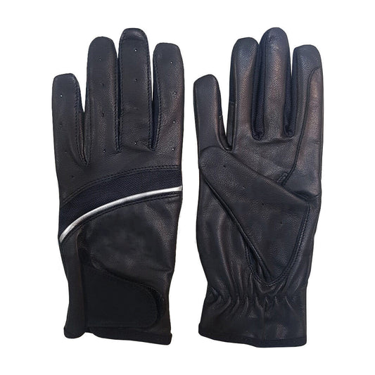 Horse Riding Gloves Black Waterproof Leather