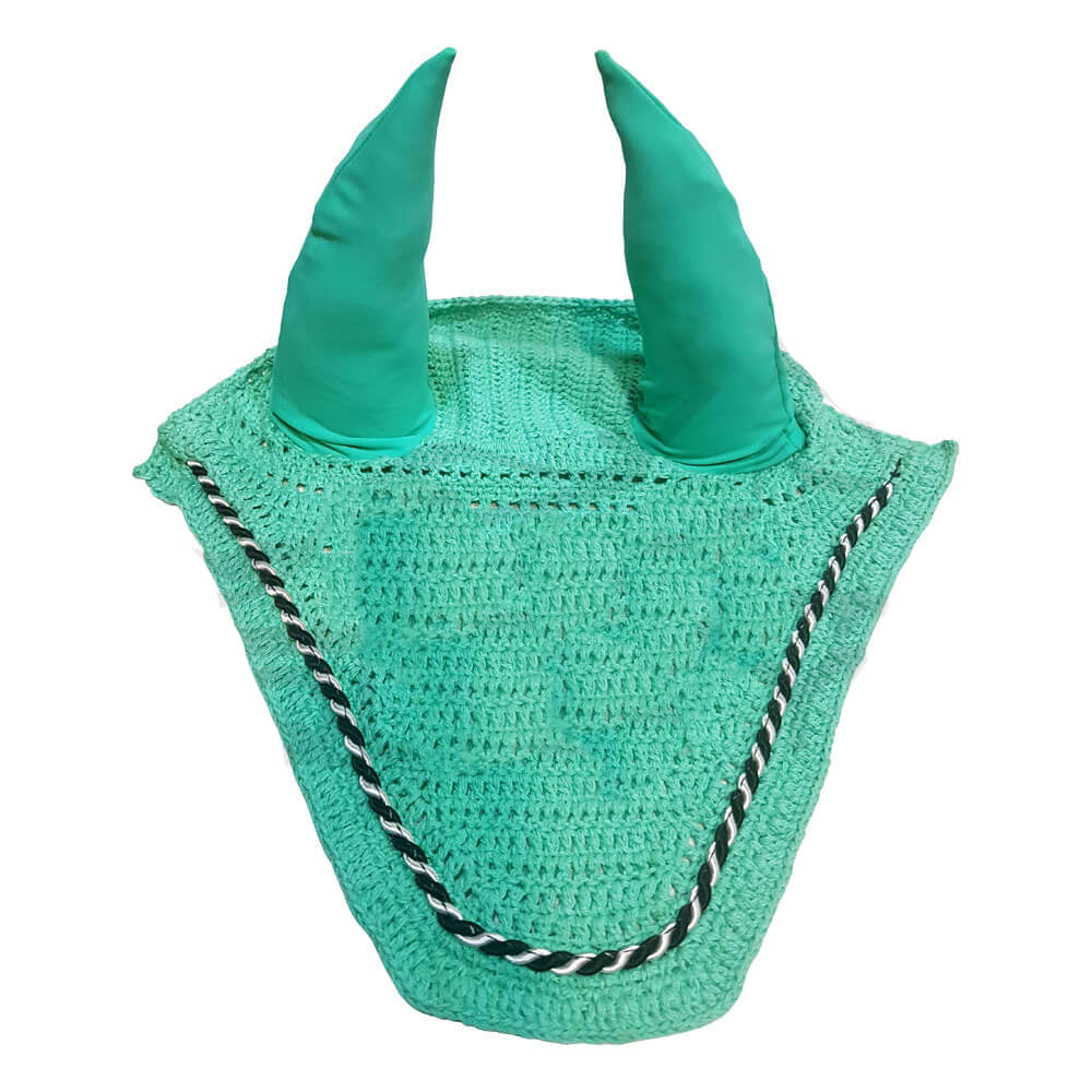 Horse Ear Bonnet Sea Green Black & White Cord