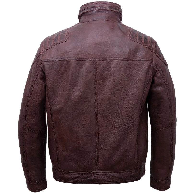 MEN'S BURGUNDY LEATHER JACKET