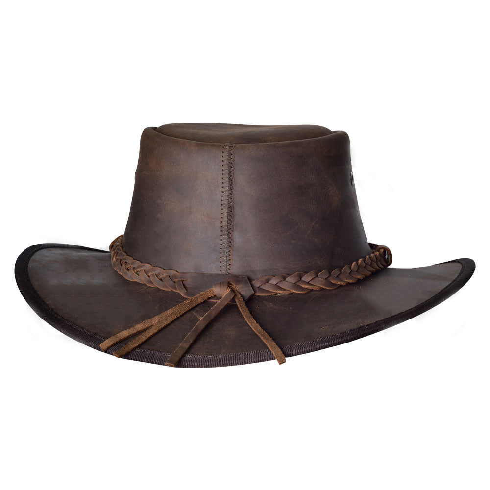 Brown Leather Cowboy Hat Classy Braided