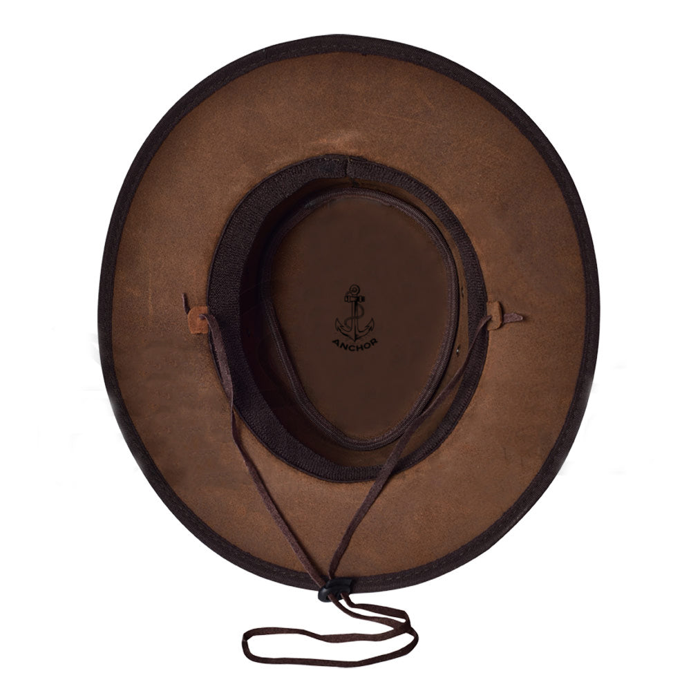 Brown Leather Cowboy Hat Classy Braided