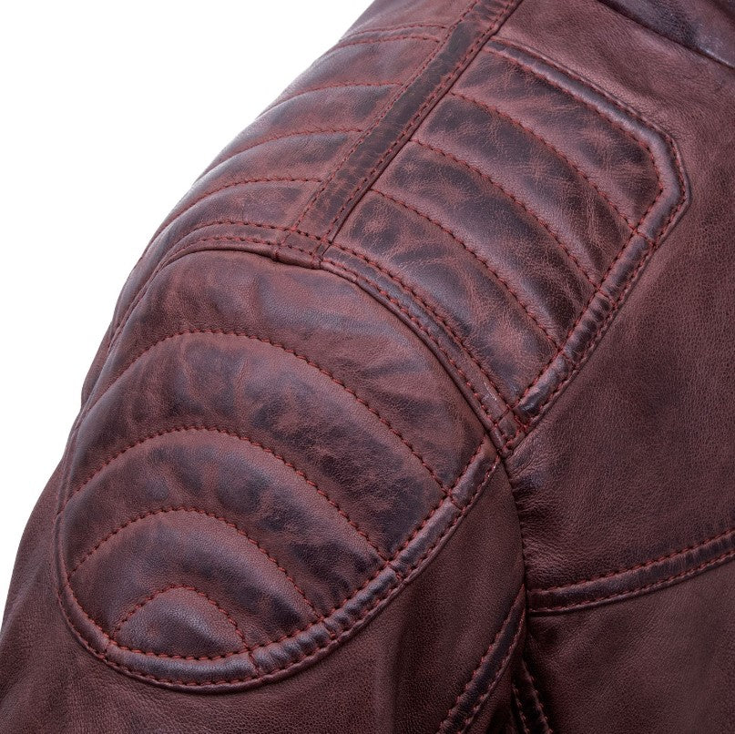 MEN'S BURGUNDY LEATHER JACKET