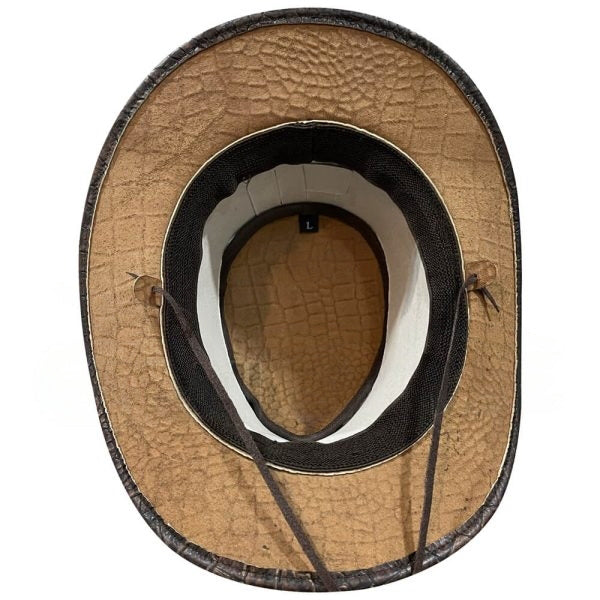 Crocodile Skin Leather Hat Plain Black Strap Hatband