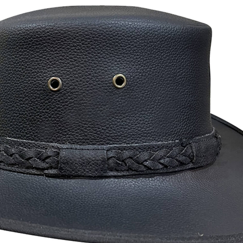 Full Grain Cow Leather Hat Traditional Braided Style