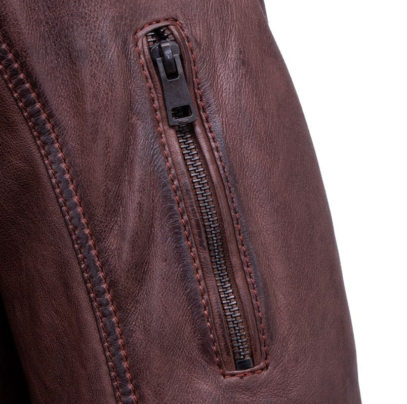 MEN'S BURGUNDY LEATHER JACKET