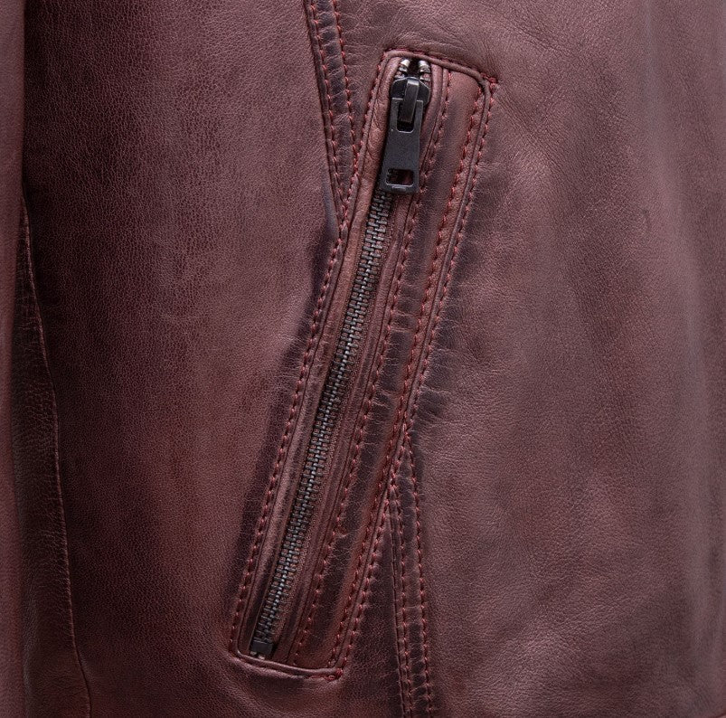 MEN'S BURGUNDY LEATHER JACKET