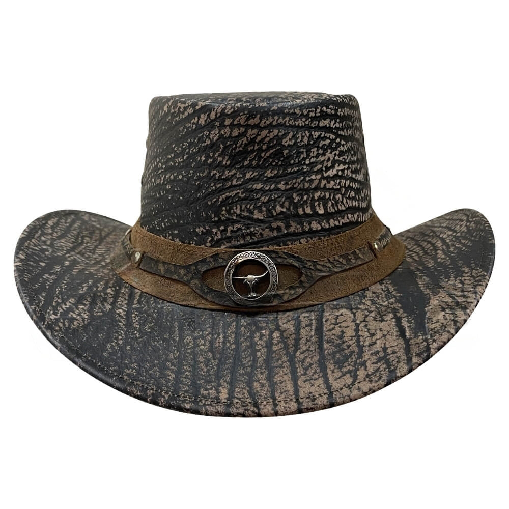 Brass Conchos Western Hat Unique Cowhide