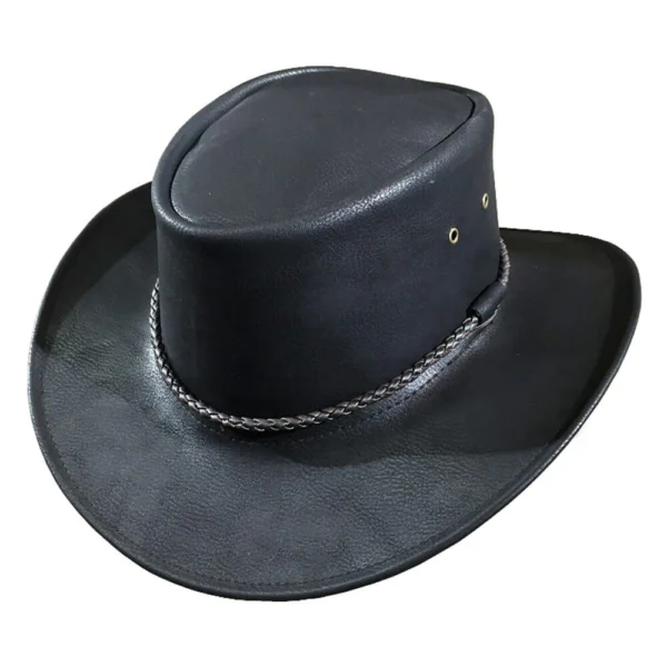 Black Leather Western Hat Round Cord Hatband