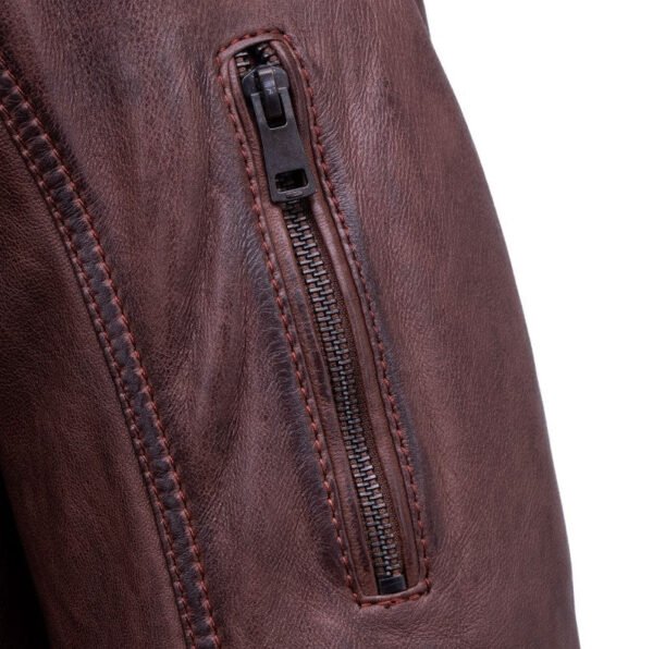 MEN'S BURGUNDY LEATHER JACKET - Image 4