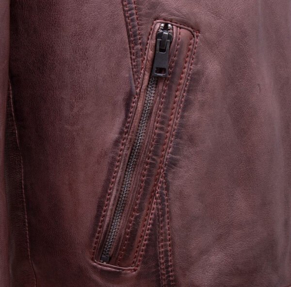 MEN'S BURGUNDY LEATHER JACKET - Image 6