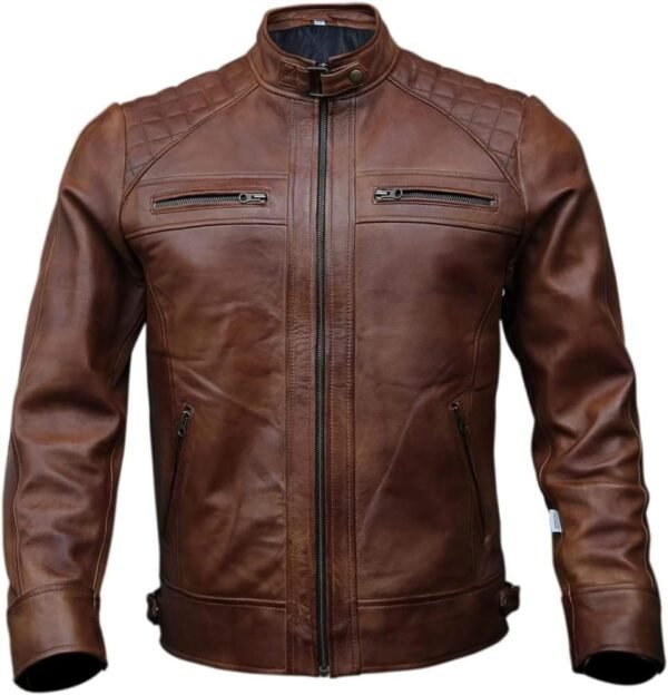 Pure Black & Brown leather jacket by Anchor